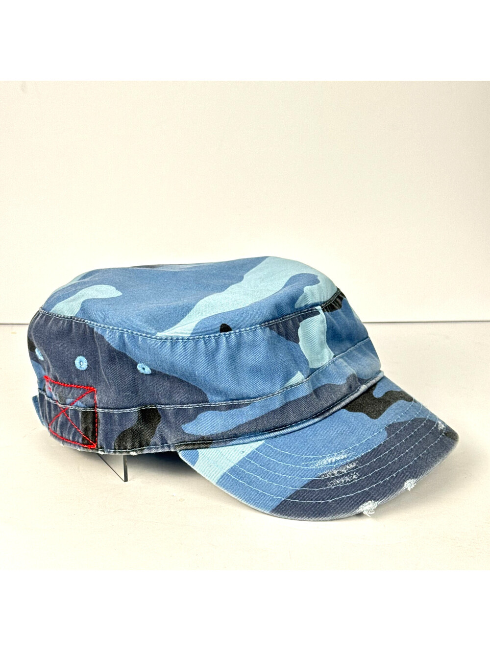 Dorfman Pacific Co DPC Mens Blue Camo Army Military Cadet Hat Distressed Cap